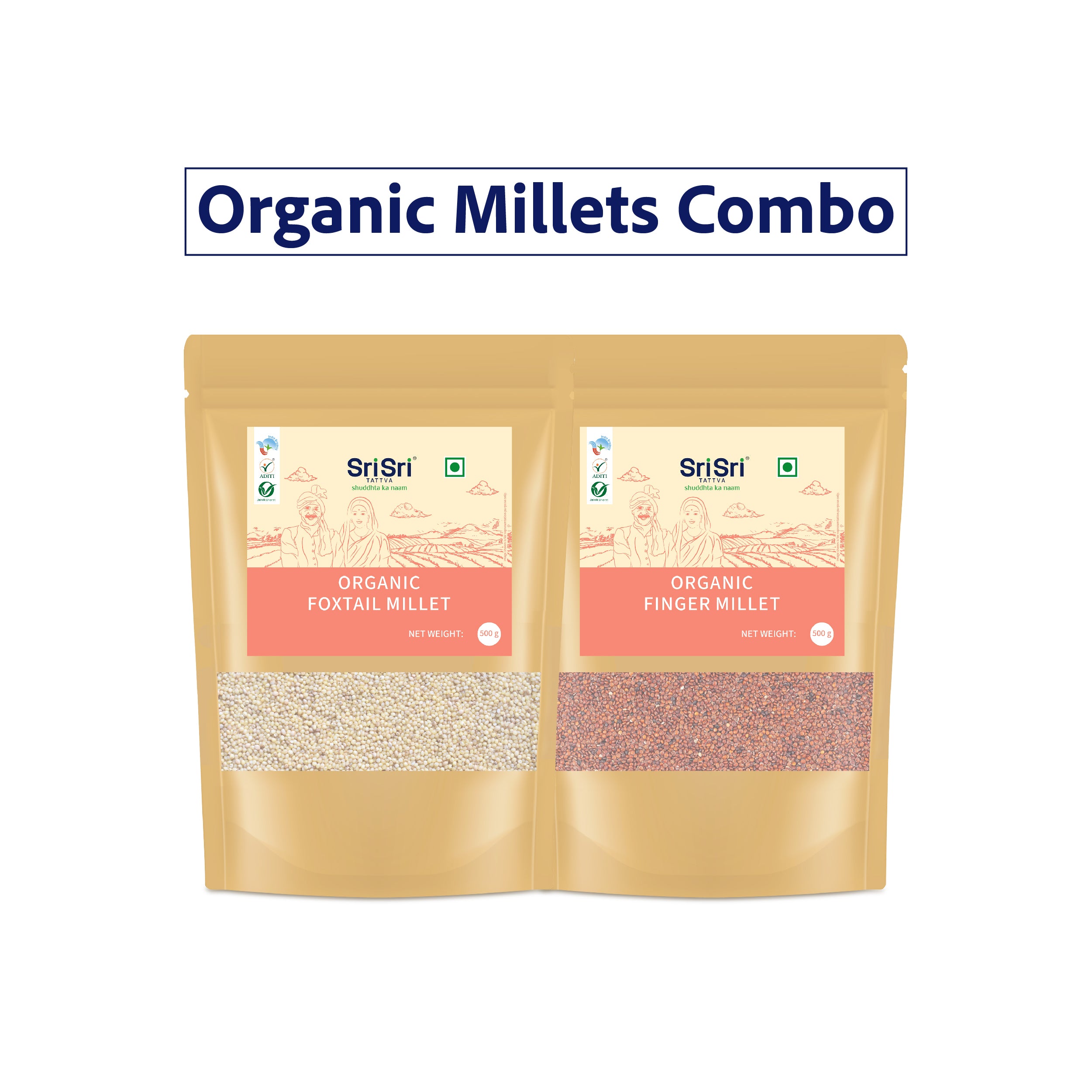 Organic Millets Combo | Foxtail Millet & Finger Millets | 500 g Each