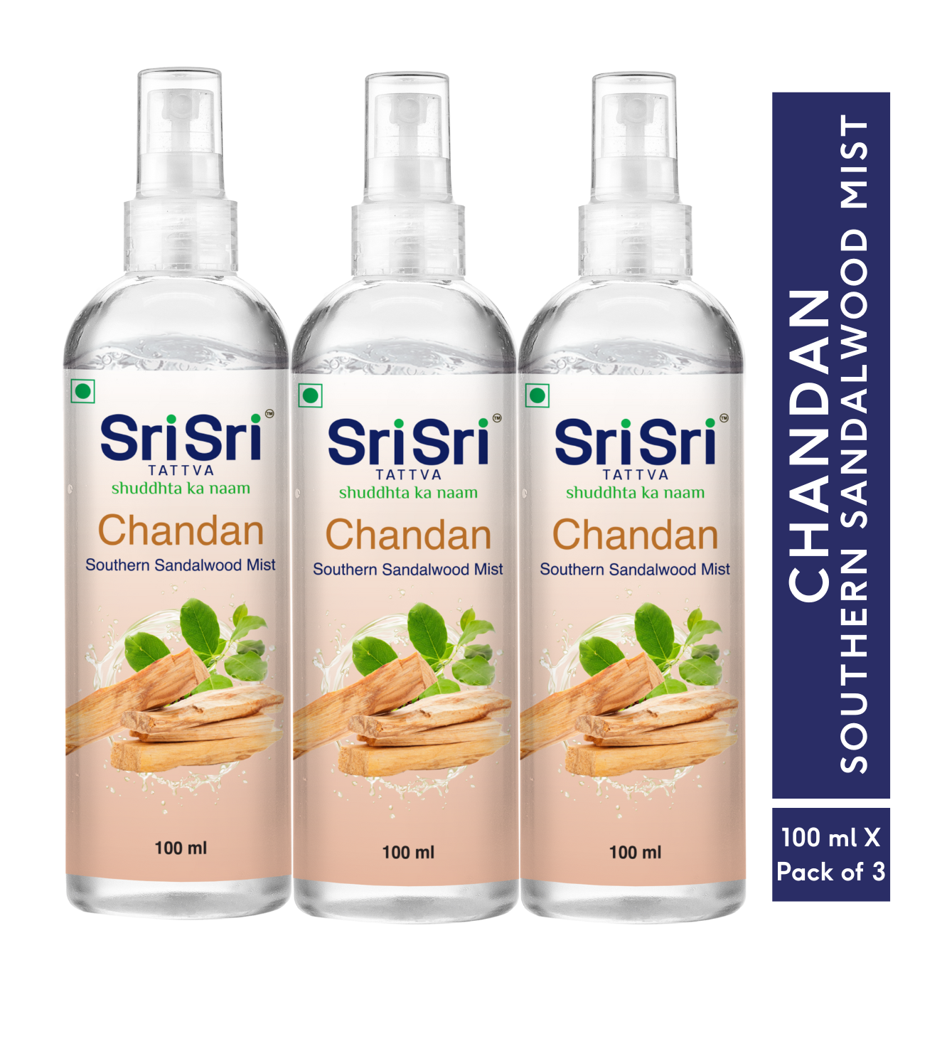 Chandan - Southern Sandalwood Mist | Keep Your Skin Calm And Refreshed | Cleanser, Moisturiser, Toner, Fragrance | Spray Bottle |  100 ml x Pack of 3