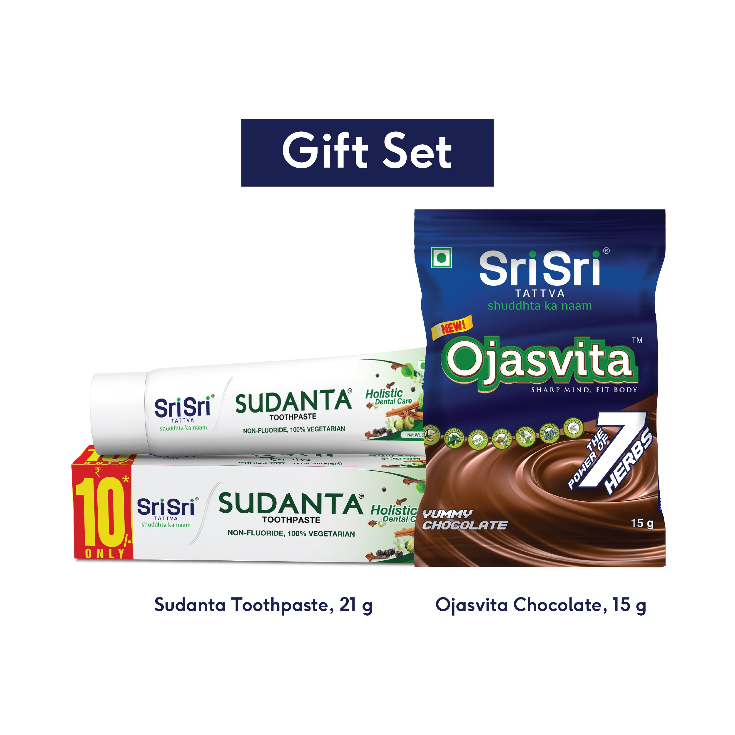 Sudanta Toothpaste 21 g & Ojasvita Chocolate 15 g | Pack of 52 | Gift Set