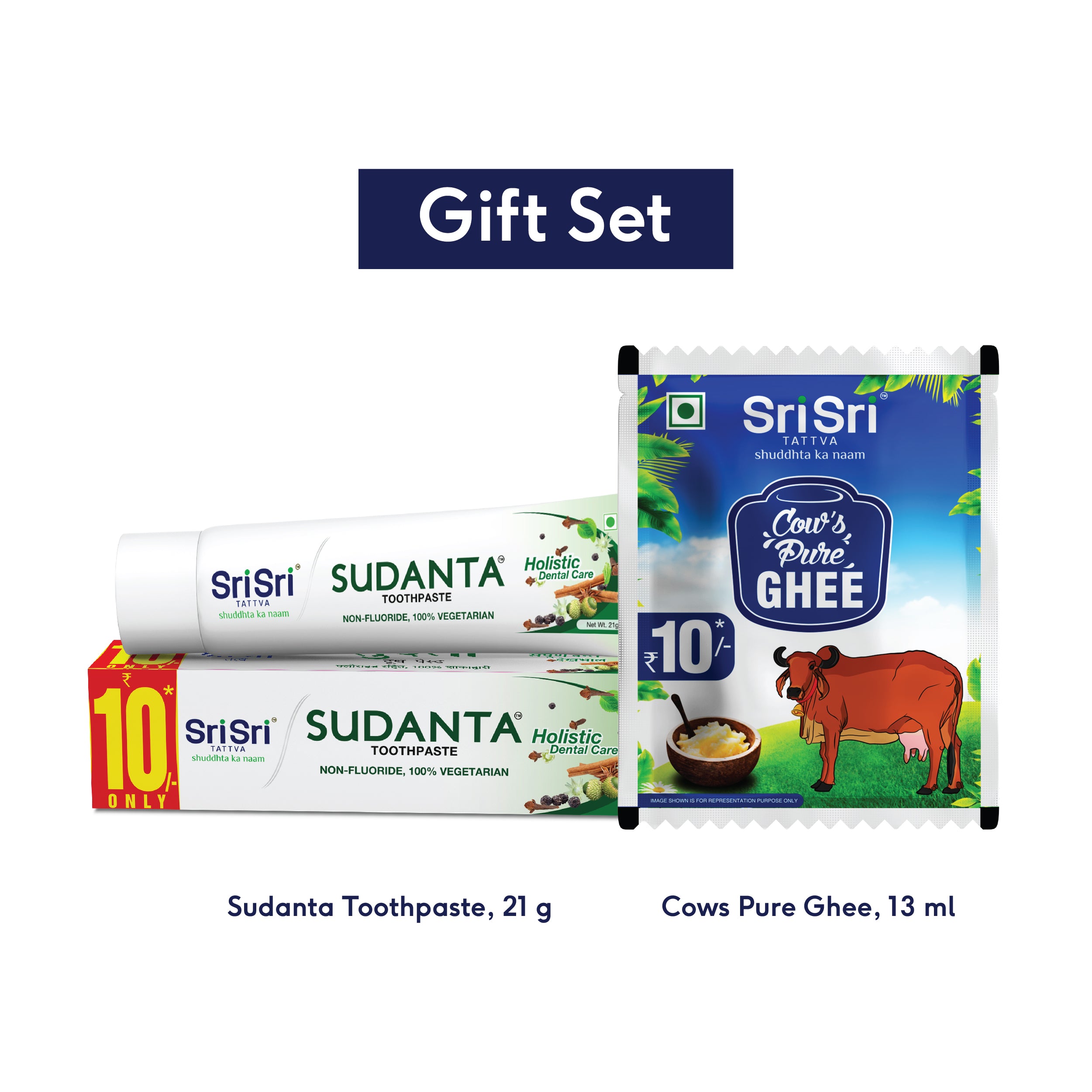 Gift Set: Sudanta Toothpaste 21 g & Pure Cow's Ghee 13 ml | Pack of 52