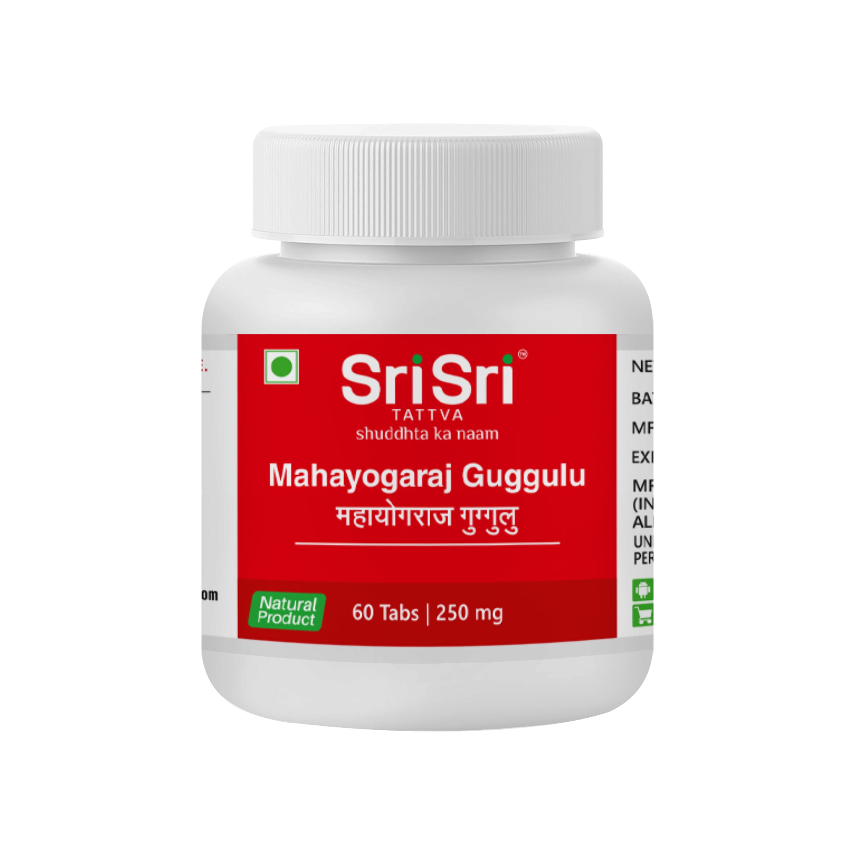 Sri Sri Tattva Mahayogaraja Guggulu 250 mg Bottle of 60 QTY