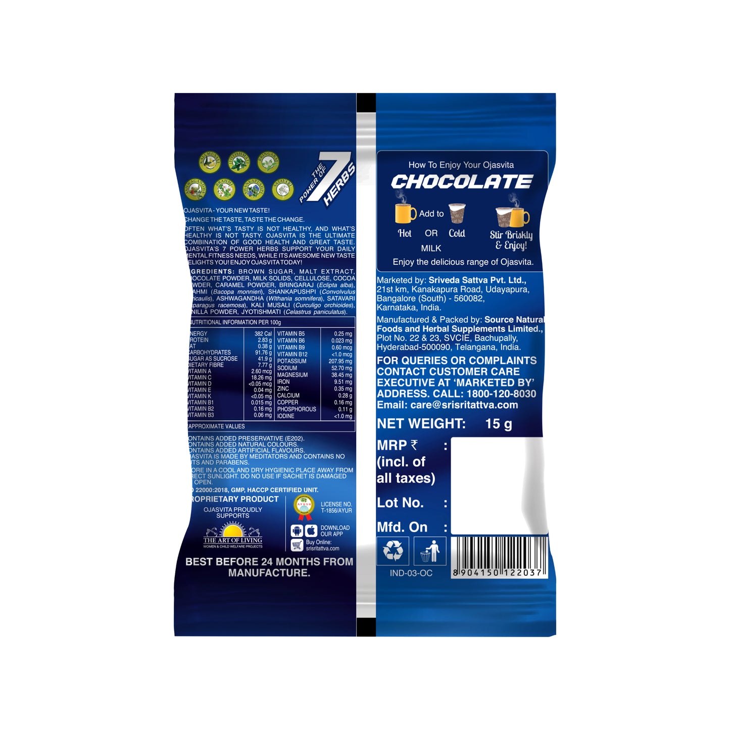 Sudanta Toothpaste 21 g & Ojasvita Chocolate 15 g | Pack of 52 | Gift Set