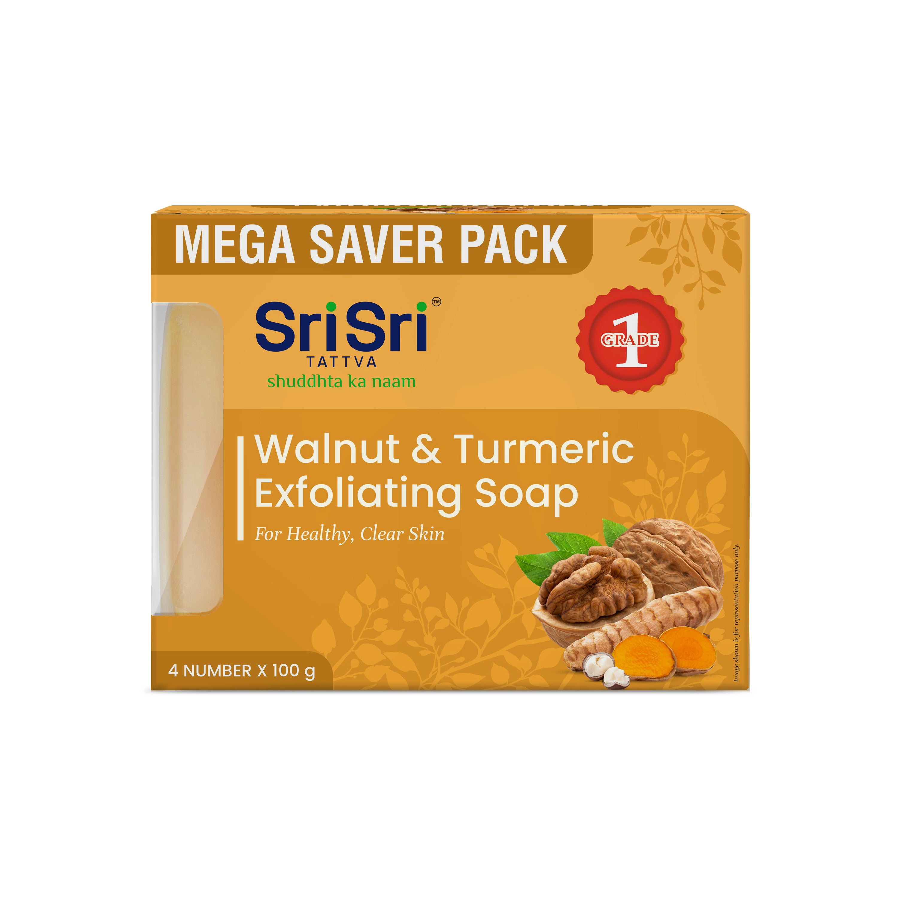 Walnut & Turmeric Exfoliating Soap | For Healthy, Clear Skin | 100 g Each | Pack of 4